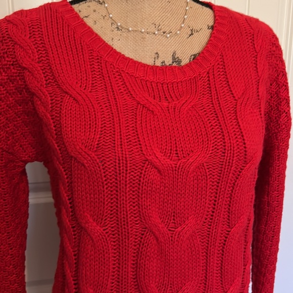 SO Red Cable Knit Sweater- Junior’s S - Picture 2 of 6